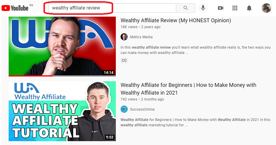 Napravite YouTube Video Recenziju Wealthy Affiliate Platforme