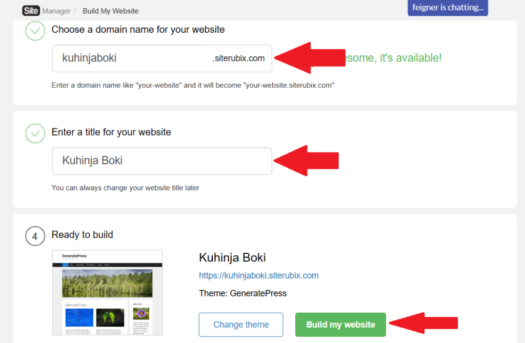 Kako napraviti stranicu na internetu besplatno u 3 koraka - Wealthy Affiliate Site Builder, Domain Name, Site Name, Ime sajta
